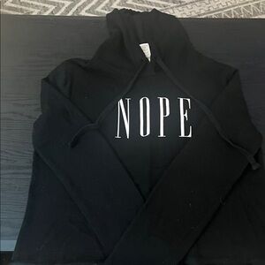 Black Crop Hoodie with Bold 'NOPE' Print